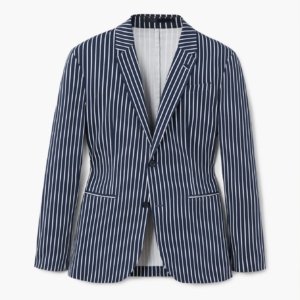 Slim-fit striped cotton blazer