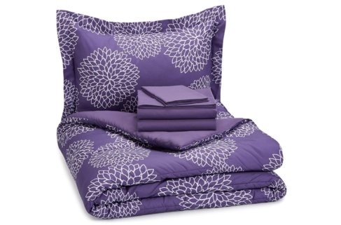5-Piece Bed-In-A-Bag - Twin/Twin Extra Long, Purple Floral